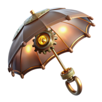 stunning minimalist A steampunk umbrella with intricate gears and a brass handle. The lighting is soft and diffused original png