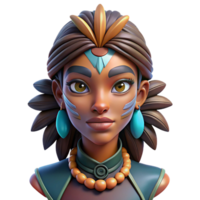wonderful classic Portrait of a woman with intricate face paint and a tribal headdress, bold, graphic lighting, indigenous art style authentic png