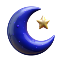 beautiful modern A crescent moon hanging in a dark blue sky, starry night, digital painting style detailed png