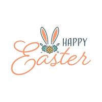easter greeting card with bunny ears and flowers vector