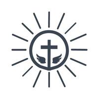 a cross and sunburst icon vector