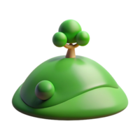 serene abstract A rolling green hill with a lone tree on top, picturesque landscape, realistic rendering premium png