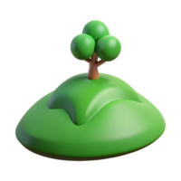 elegant minimalist A rolling green hill with a lone tree on top, picturesque landscape, realistic rendering detailed png