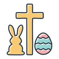 easter icon with cross and rabbit vector