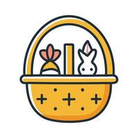 easter basket with eggs and a rabbit icon vector