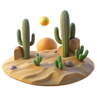 stunning classic A desert landscape with cacti and sand dunes, harsh sunlight, realistic rendering authentic png