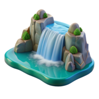vibrant artistic A waterfall cascading into a crystal-clear pool, soft light, nature photography genuine png