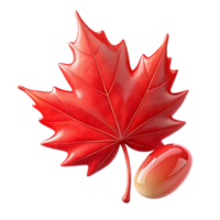 wonderful vintage A single, perfect dewdrop clinging to a vibrant red maple leaf in crisp morning sunlight, hyperrealistic style high resolution png
