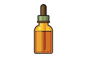 Animated illustration of a dropper bottle of amber liquid. vector