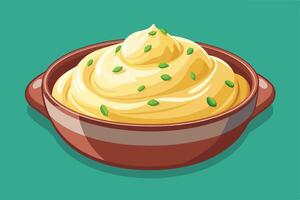 Creamy Mashed Potatoes in a Pan, Ready to Serve vector