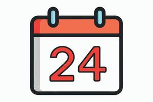 Simple Calendar Icon Showing the Date 24th vector