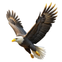 dramatic abstract A majestic bald eagle soaring through a cloudless sky, sunbeams highlighting its wingspan, photorealistic style original png