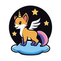 fox with wings and stars on it's back vector