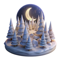 vibrant modern A snow-covered pine forest bathed in the ethereal glow of the moon, serene and peaceful, winter landscape painting exclusive png