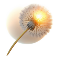 wonderful minimalist A single dandelion seedhead caught in a gentle breeze, backlit by the setting sun, ethereal and dreamlike high resolution png