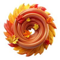 serene rustic A swirling vortex of autumn leaves in vibrant hues of red, orange, and yellow, dynamic and energetic detailed png