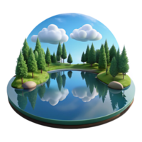 elegant rustic A serene lake reflecting the surrounding trees and sky, calm water, mirror-like reflection, peaceful atmosphere, high resolution png