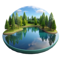 elegant modern A serene lake reflecting the surrounding trees and sky, calm water, mirror-like reflection, peaceful atmosphere, original png