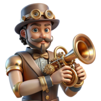 magnificent creative magnificent traditional A Portrait of a Steampunk Musician Playing 4K professional png