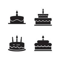 Different Styles of Cake Icons with Candles Design vector