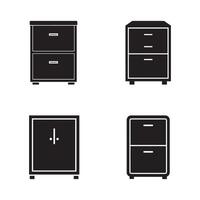 Different Cabinet Icons for Storage and Office Organization vector