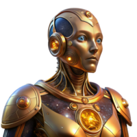 wonderful minimalist A cyborg with intricate, gold circuitry embedded in their skin, gazes wistfully at a distant nebula. Warm, nostalgic lighting. Art Nouveau style professional png