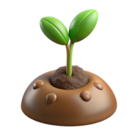 impressive contemporary A sprouting seedling pushing through rich soil, close-up, with earthy tones and realistic textures detailed png
