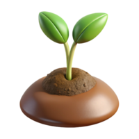 elegant minimalist A sprouting seedling pushing through rich soil, close-up, with earthy tones and realistic textures high quality png