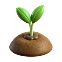 serene rustic A sprouting seedling pushing through rich soil, close-up, with earthy tones and realistic textures premium png