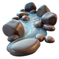 dramatic minimalist A Babbling Brook Flowing over Smooth high quality png