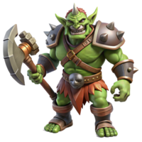 vibrant artistic A fearsome orc chieftain with war paint and heavy armor, wielding a massive battle-axe. Dramatic lighting, realistic style professional png