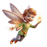dramatic artistic A mischievous pixie with shimmering wings, sprinkling pixie dust from its fingertips, creating a trail of sparkling light. Soft lighting, whimsical style authentic png