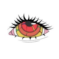 Red Psychedelic eye, Multicolored iris, Psychedelic sticker vector