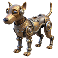 stunning minimalist A steampunk inspired robotic dog with intricate clockwork mechanisms, wagging its tail, soft, diffused lighting, painterly style detailed png
