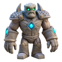extraordinary contemporary A powerful golem crafted from living stone, standing guard over an ancient temple, its eyes glowing with a mystical light. Moody lighting, fantasy art style authentic png