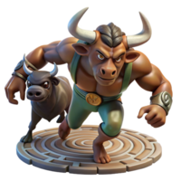 serene abstract A Fearsome Minotaur with the Head of a premium png