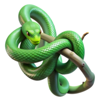 extraordinary rustic A slithering emerald green snake coiled around a branch, dappled with sunlight, illustrated in a vintage botanical style authentic png