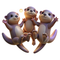 serene minimalist A group of playful otters holding hands while floating on their backs, illuminated by the soft glow of twilight, in a whimsical cartoon style exclusive png