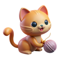 beautiful abstract A playful kitten batting at a ball of yarn, illuminated by soft window light, in a cute and whimsical cartoon style professional png