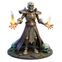 stunning vintage A powerful necromancer summoning skeletal warriors from the ground, his eyes glowing with an unholy light. Dramatic lighting, fantasy art style original png