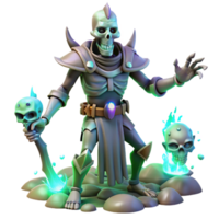 wonderful classic A powerful necromancer summoning skeletal warriors from the ground, his eyes glowing with an unholy light. Dramatic lighting, fantasy art style 4K png