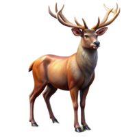 impressive artistic A majestic stag with large antlers standing in a forest clearing, illuminated by dappled sunlight, in a realistic digital painting style professional png