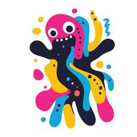Playful Abstract Character With Colorful Splashes vector