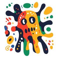 Funny Abstract Creature With Vibrant Splashes vector