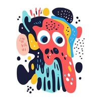 Cute Abstract Monster With Dripping Details vector