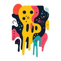 Playful Abstract Monster With Dripping Colors vector