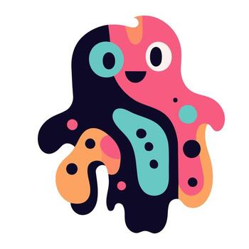 Quirky Abstract Monster With Playful Colors vector