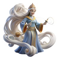 dramatic traditional A powerful Slavic goddess Mokosh, spinning the threads of fate, surrounded by swirling mist, Slavic folk art style high resolution png