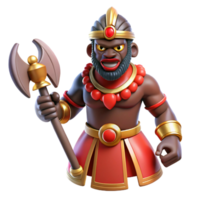 elegant rustic A fearsome Yoruba god Shango, wielding a double-headed axe, dramatic lighting, African art style professional png
