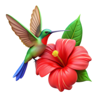 stunning creative A hummingbird hovering near a bright red hibiscus flower, vibrant and detailed illustration style authentic png